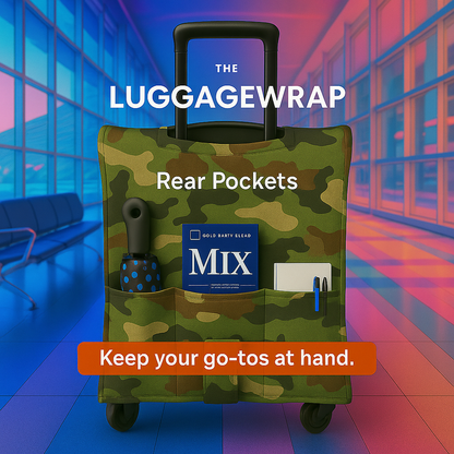 Our Confident Camouflage Luggage Wrap - Accommodates Conventional Rolling Luggage
