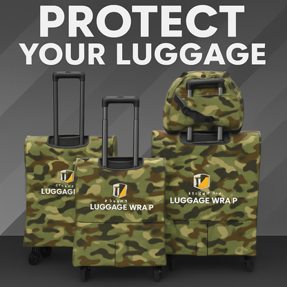 Our Confident Camouflage Luggage Wrap - Accommodates Conventional Rolling Luggage