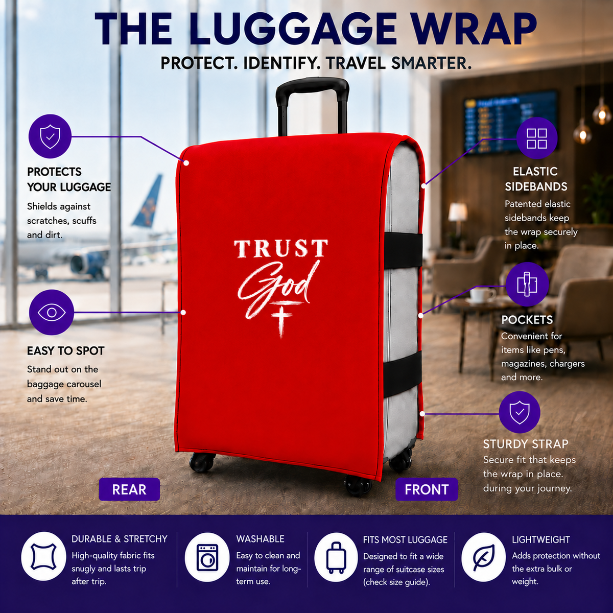 The Luggage Wrap® — Regal Red Trust God A