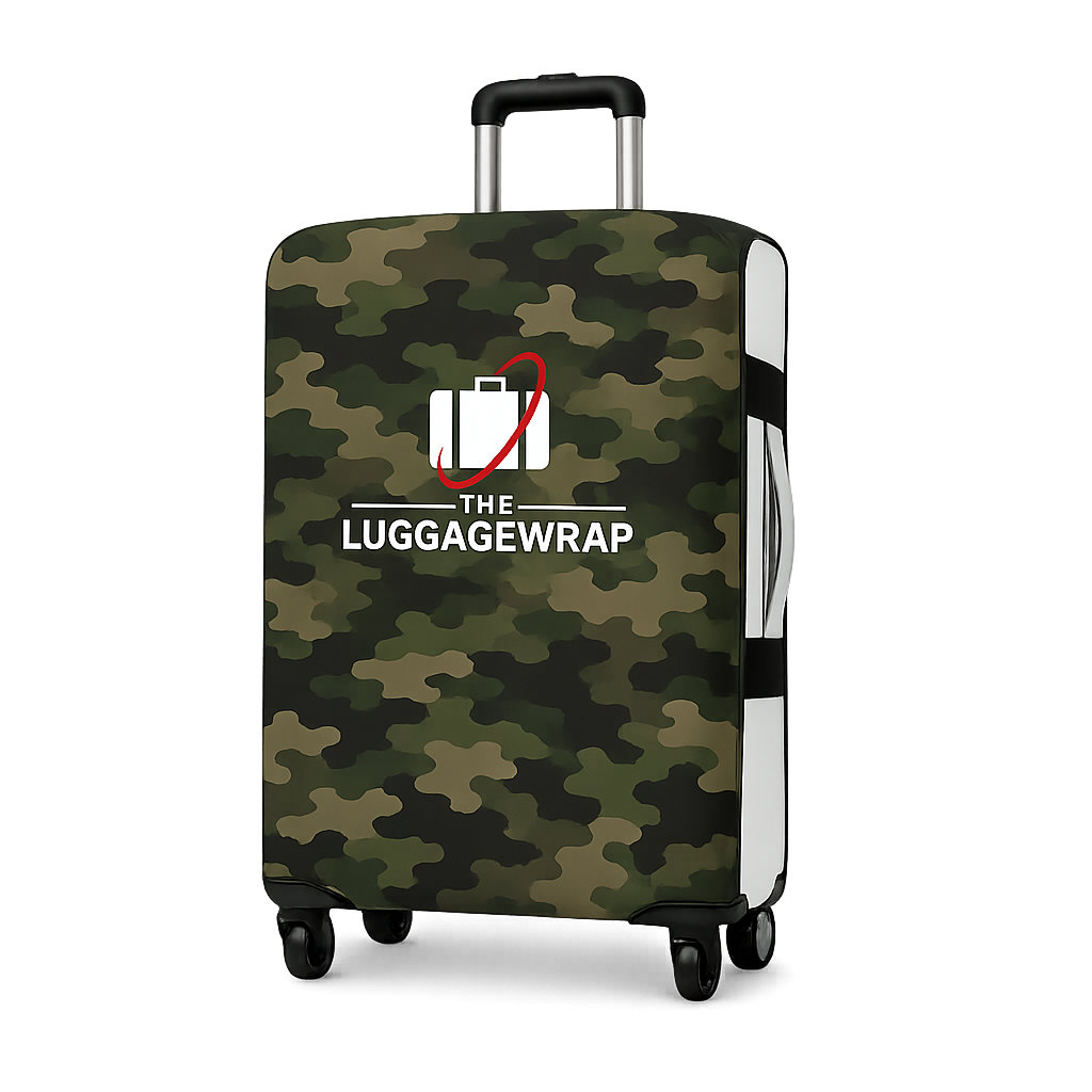 Funda de equipaje duradera, con diseño de camuflaje confiado y resistente al agua para maleta rodante estándar, cierre seguro y resistente, protege contra la suciedad y los daños - Funda de maleta perfecta para viajeros frecuentes
