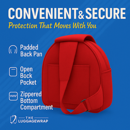 Our Regal Red Luggage Wrap - Accommodates Conventional Rolling Luggage
