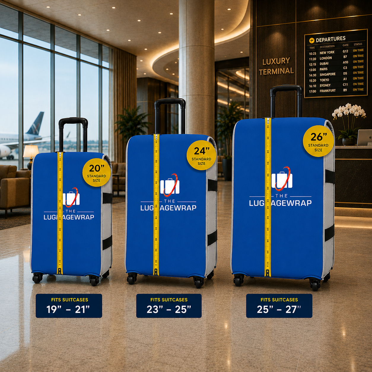 Housse de bagage adaptée à une valise à roulettes standard