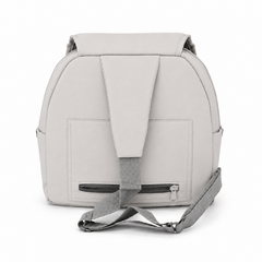 A light gray sling bag backpack with a front vertical flap detail, a front pocket, and a detachable shoulder strap, shown against a plain white background.