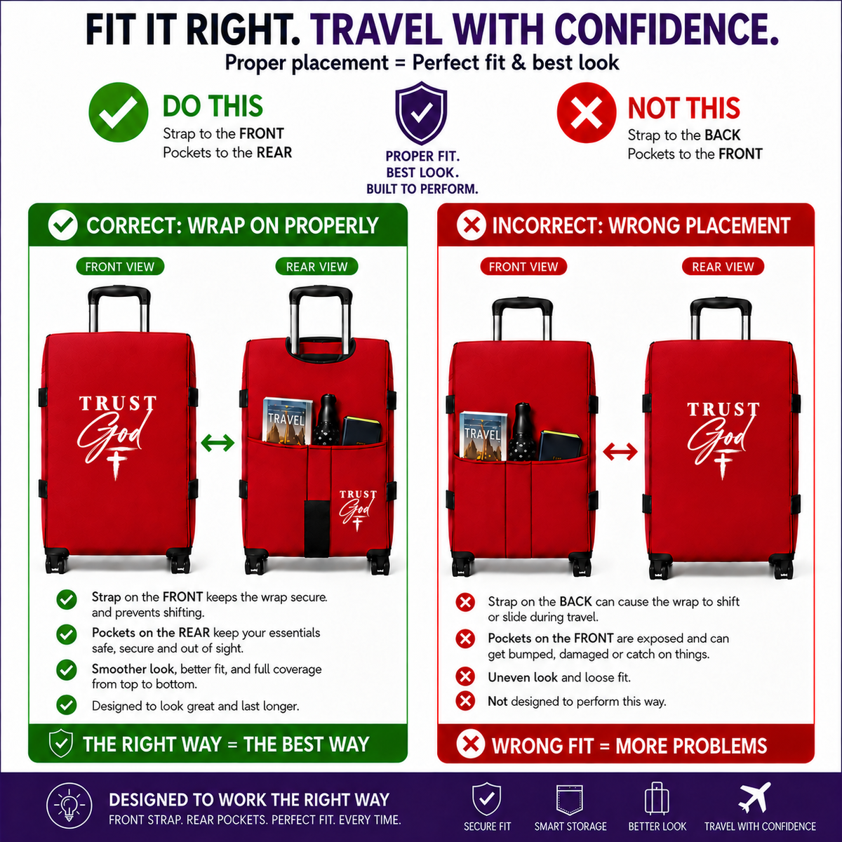 The Luggage Wrap® — Regal Red Trust God A